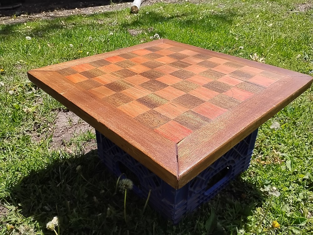 Large 19" Antique Handmade Solid Oak Chess Board