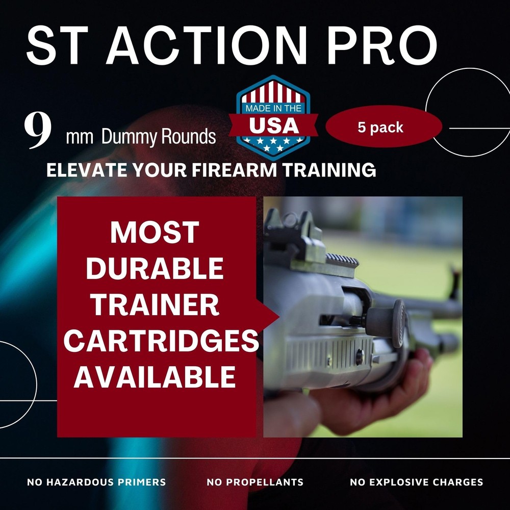 ST Action Pro 9mm Dummy Rounds –5 Pack Inert Training Small, Yellow