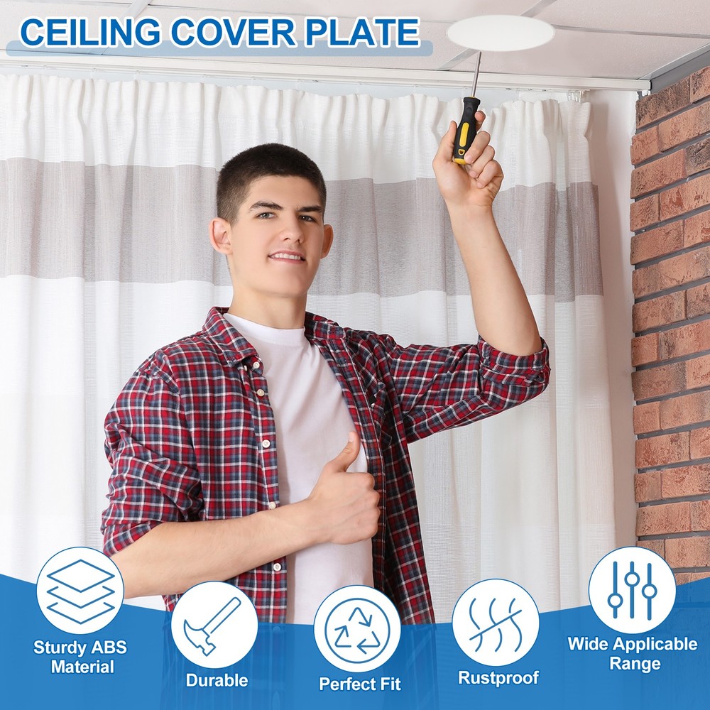 1Pack 7.3" Spring Ceiling Cover Plate Suitable for 5-7 " Round Hole, White