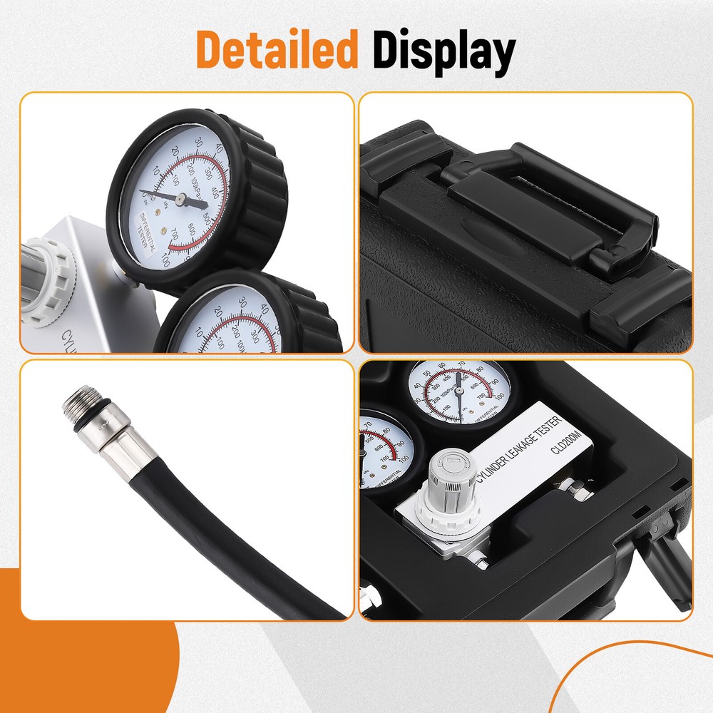 Cylinder Leak Down Tester Engine Compression Diagnostics Test Tool Kit Gauges
