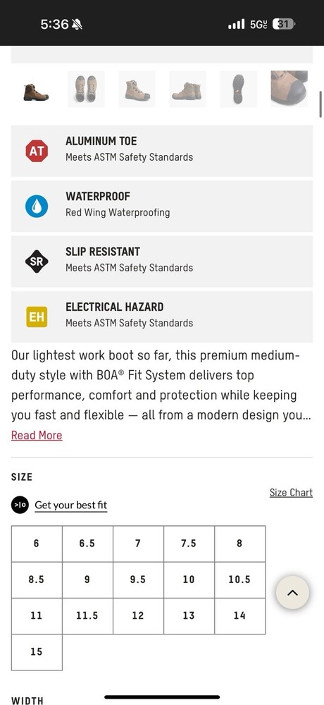 BOA EXOS Lite Size 15