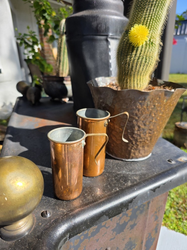 VTG Copper Measuring Cups 1 Cup & 3/4 Cup Set Solid Copper Farmhouse Rustic