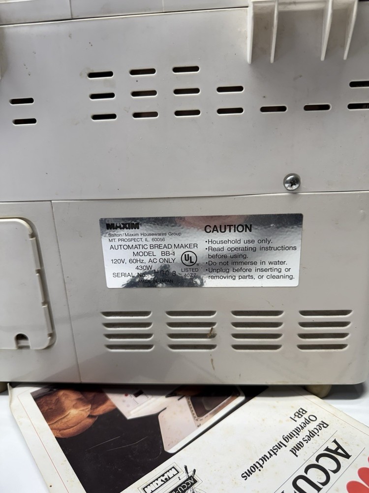 Maxim Accu-Bakery Bread Machine BB-1 Bread Maker