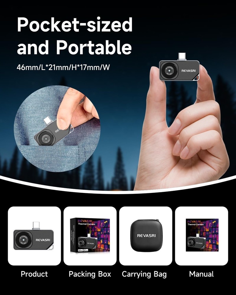 Thermal Camera for USB-C iPhone & Android – 320×240 Super Resolution,15× Digital