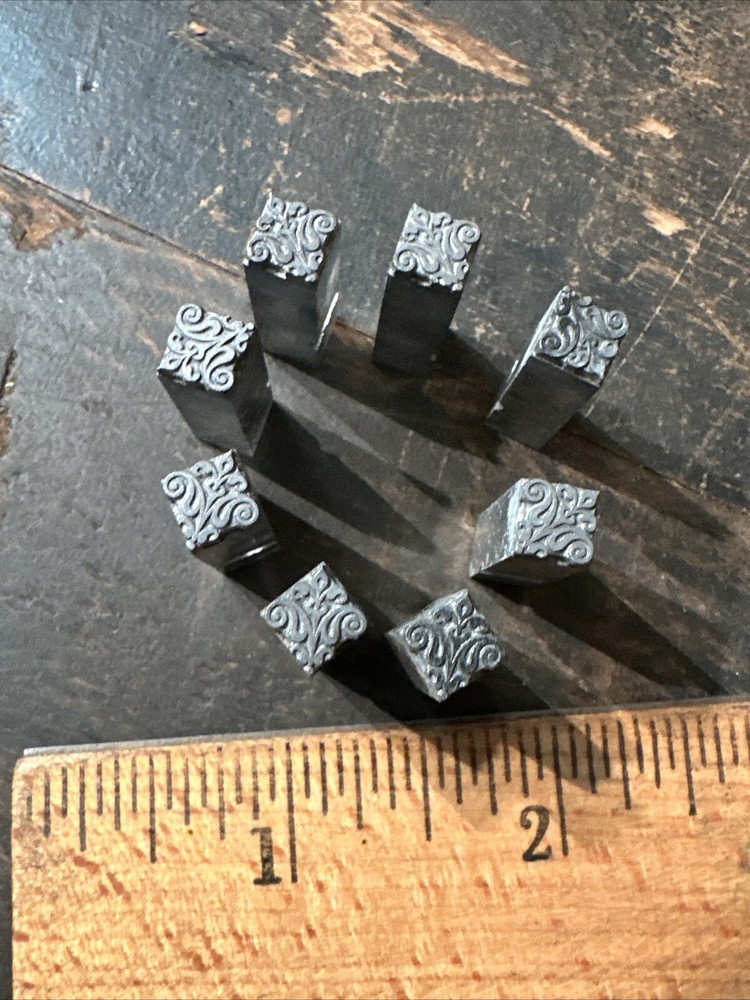 8 Ornamental Printing Blocks Dingbats Lead Print Blocks