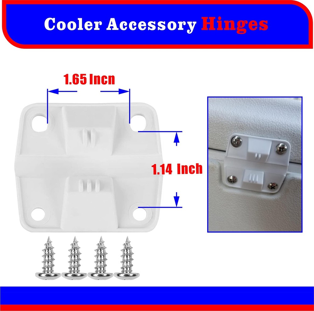 Cooler Hinges Replacement Set Plastic Hinges with Screws 4 Pack