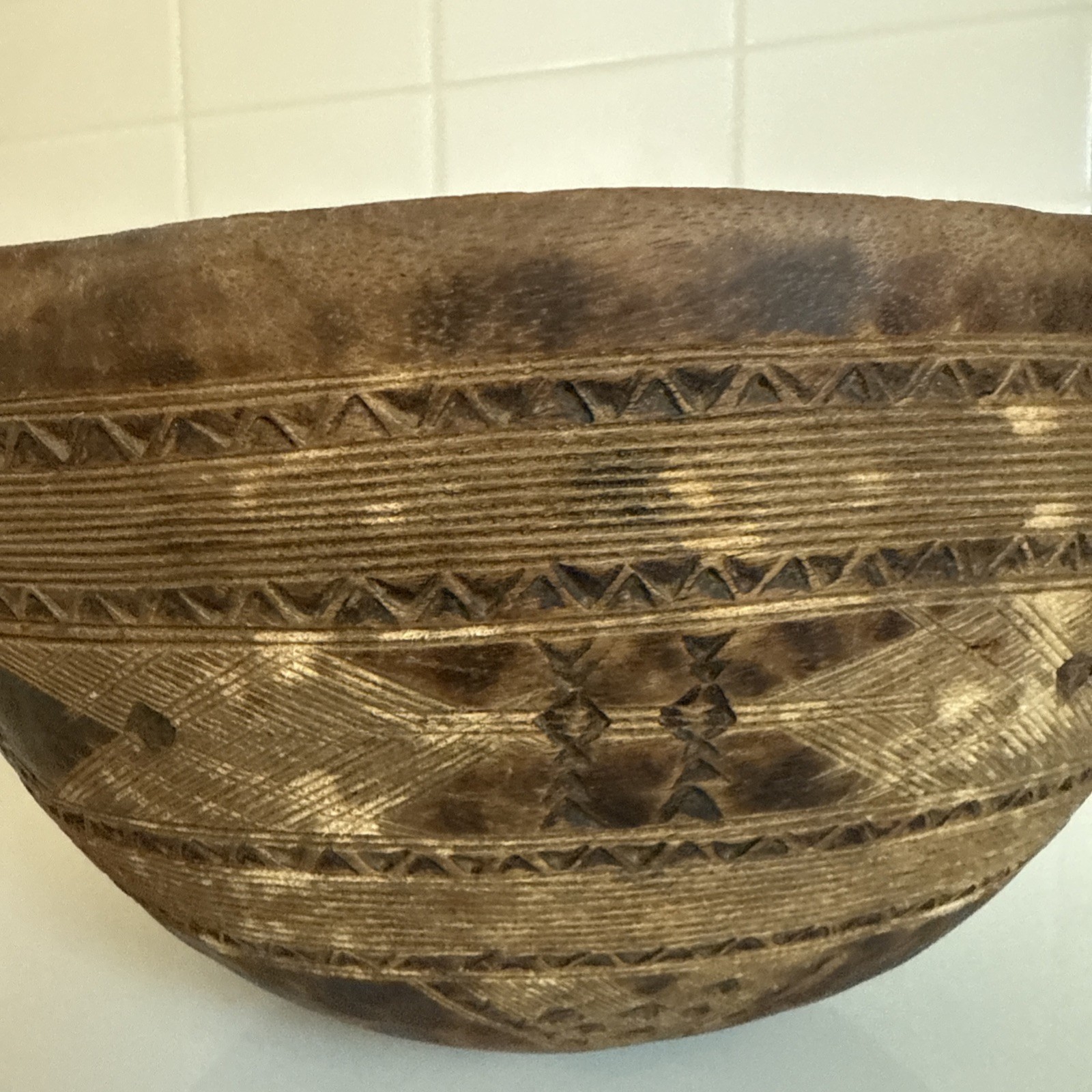 Incised Wood Bowl African