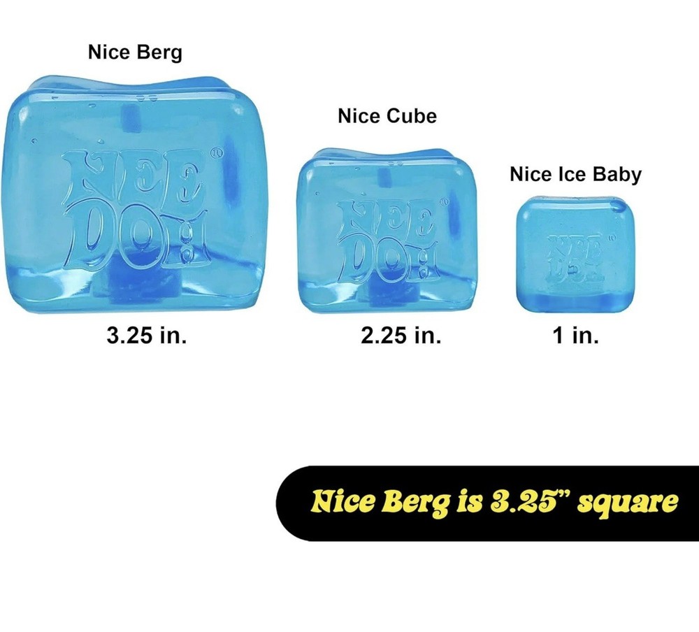 NeeDoh Nice Berg Blue XL Giant Nee Doh Niceberg Solid Squish Cube Ice Block