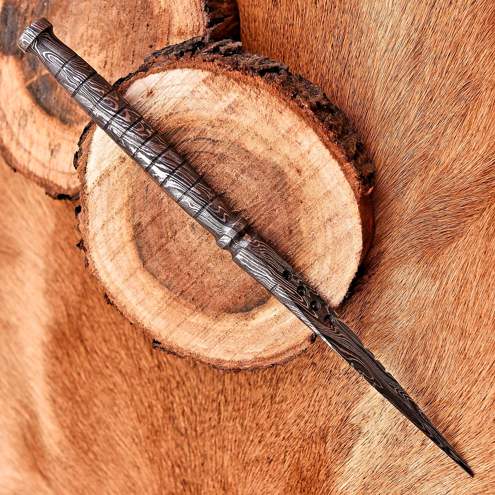 Custom Made Hand Forged Damascus Steel Kris Blade Tri Edged Dagger Knife 2427