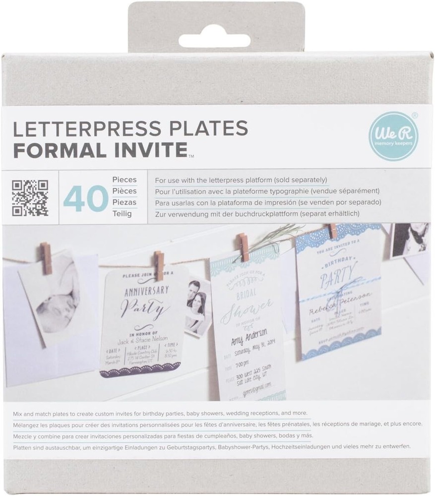 We-R Memory Keepers Formal Invite Themed Letterpress Plates, 40 Pc. - 4 Pack