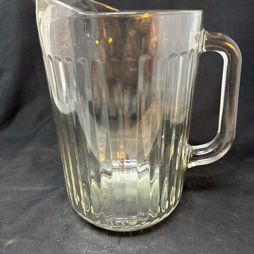 VTG Ribbed Clear Glass Beverage Pitcher National Pattern Hobnail Pattern/ Bottom