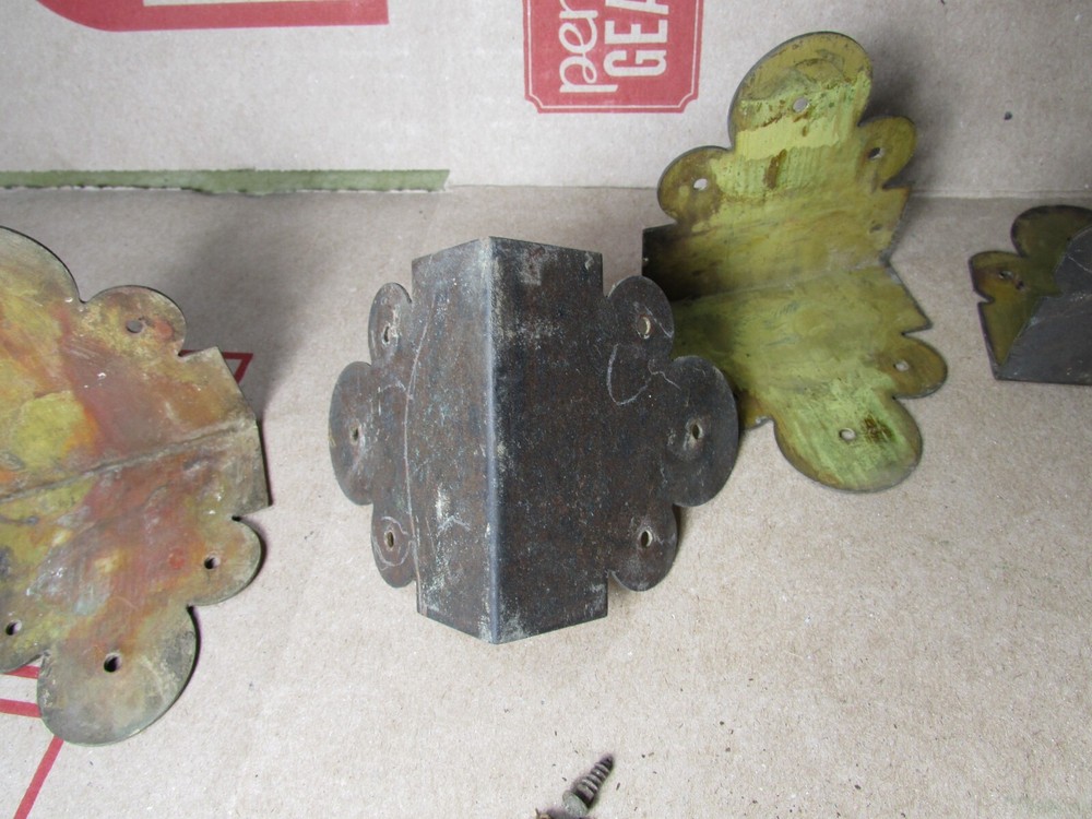 Vintage Solid Brass Carpenters Tool Box Corner Hardware Decorative Pieces