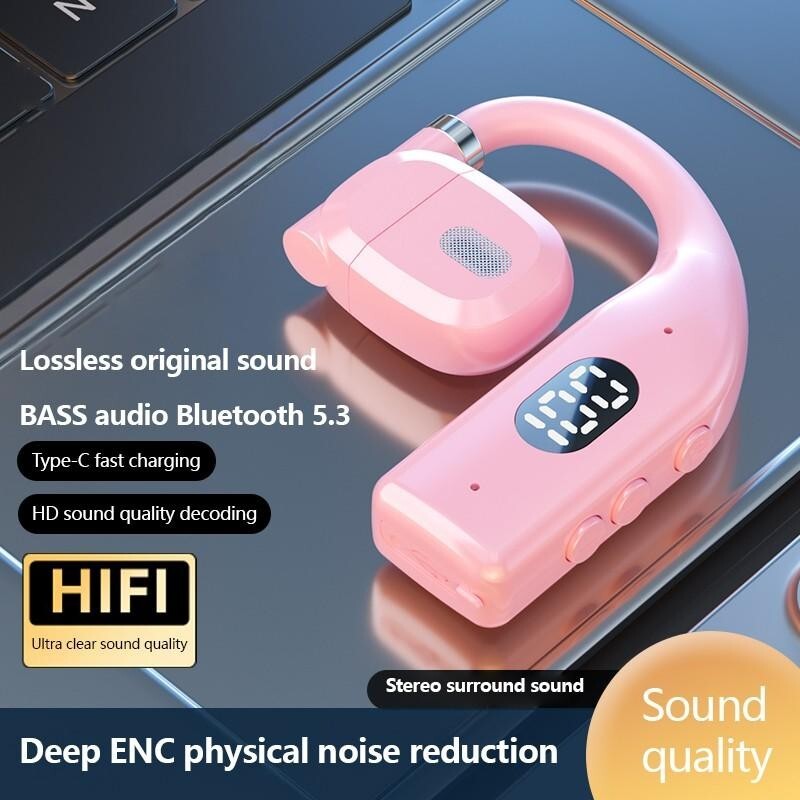 Trucker Wireless Headset Bluetooth 5.3 Earpiece Dual Mic Earbud Noise Cancelling