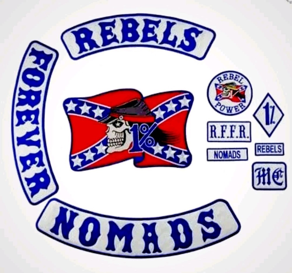 REBELS NOMADS FOREVER Embroidered Biker Patch Iron On Large SET