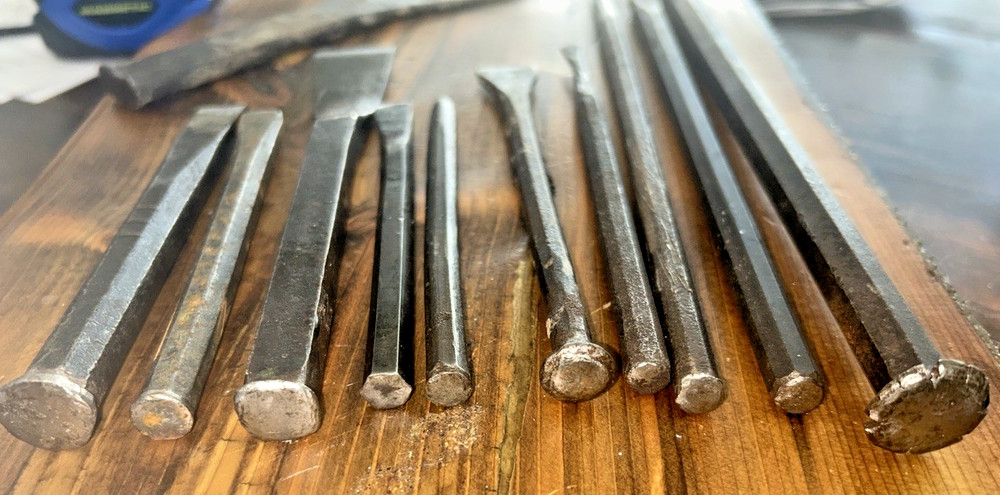 Cold Chisel mixed size lot flat & cape chisels,machinist blacksmith tools (11)