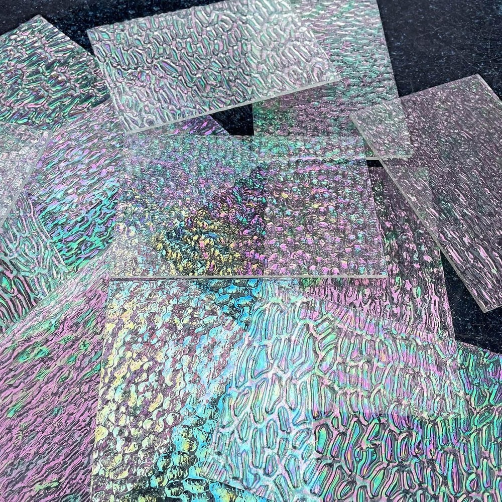 LITMIND 12 Sheets 6"L*4"W(12pcs), Iridescent Clear Ripple