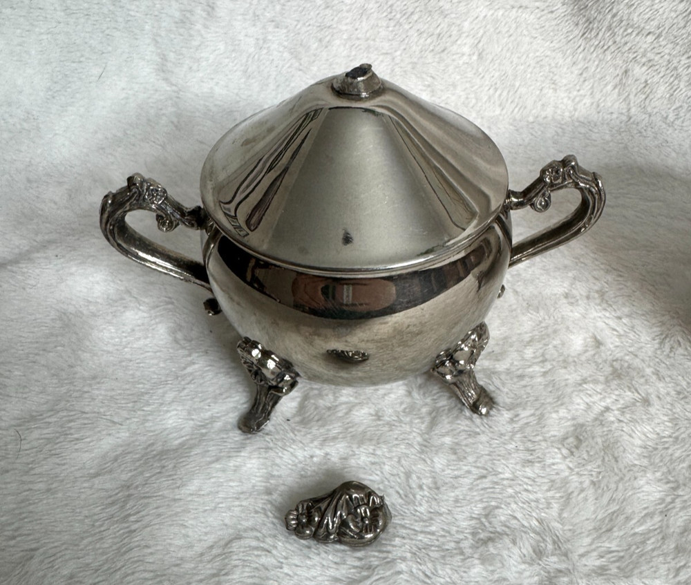 Vintage Silverplated Cream and Sugar Set Victorian Rose Design