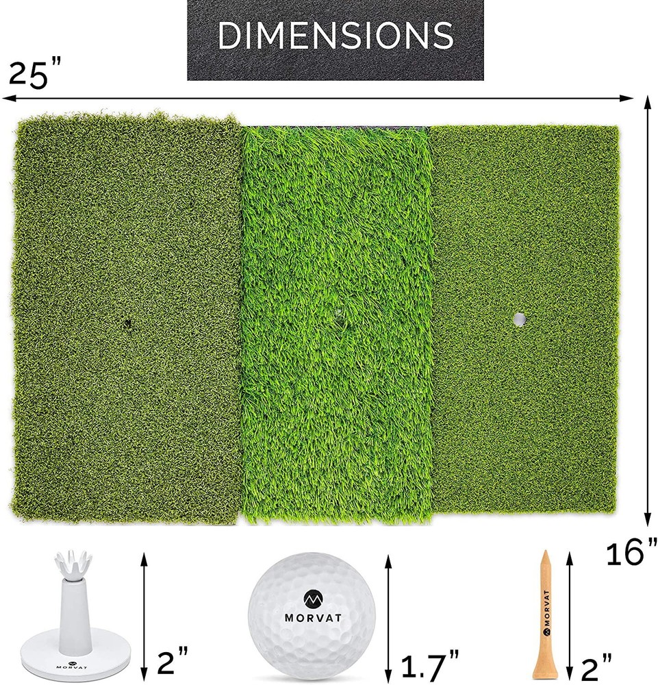 Morvat Portable Tri-Turf Putting and Hitting Mat Set