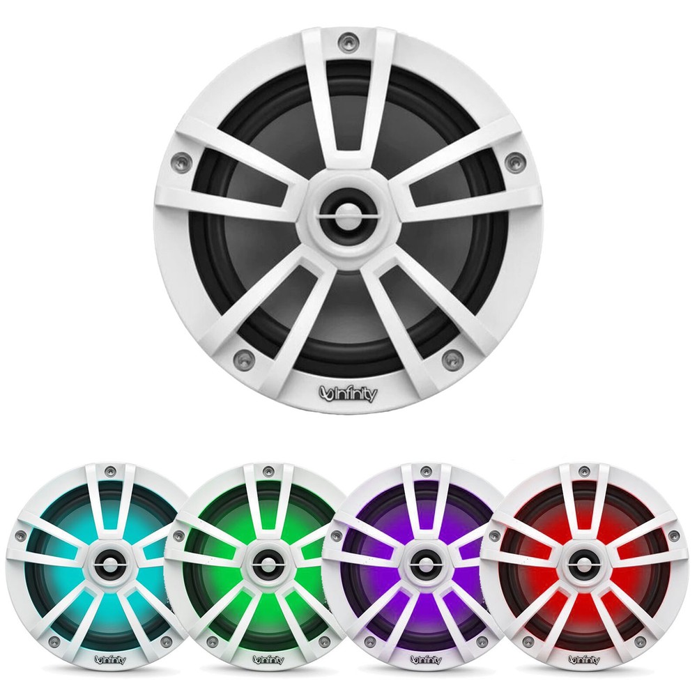4x Infinity LED White OEM Replacement Marine 6.5" 4Ohm Coaxial Speaker Bundle