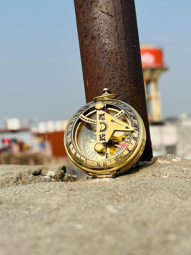 Solid Brass Sundial New Designed Compass Vintage Pocket Style Nautical Handmade
