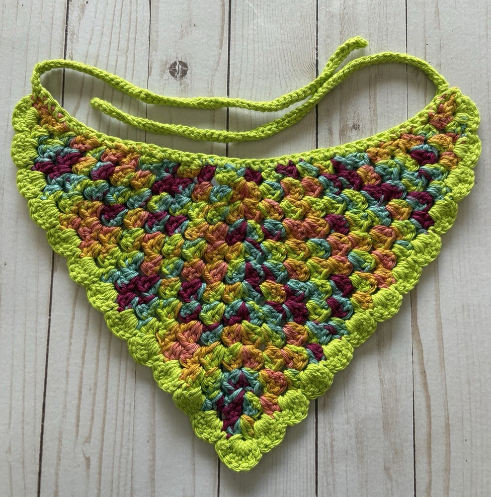 Handmade Crocheted Multicolor Triangle scarf hippie boho