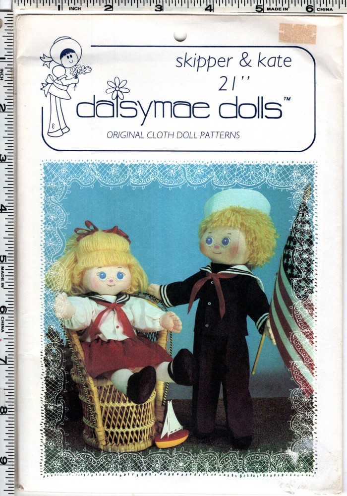 "skipper & kate" ©1982 daisymae dolls™ original cloth doll patterns # DM255 16"