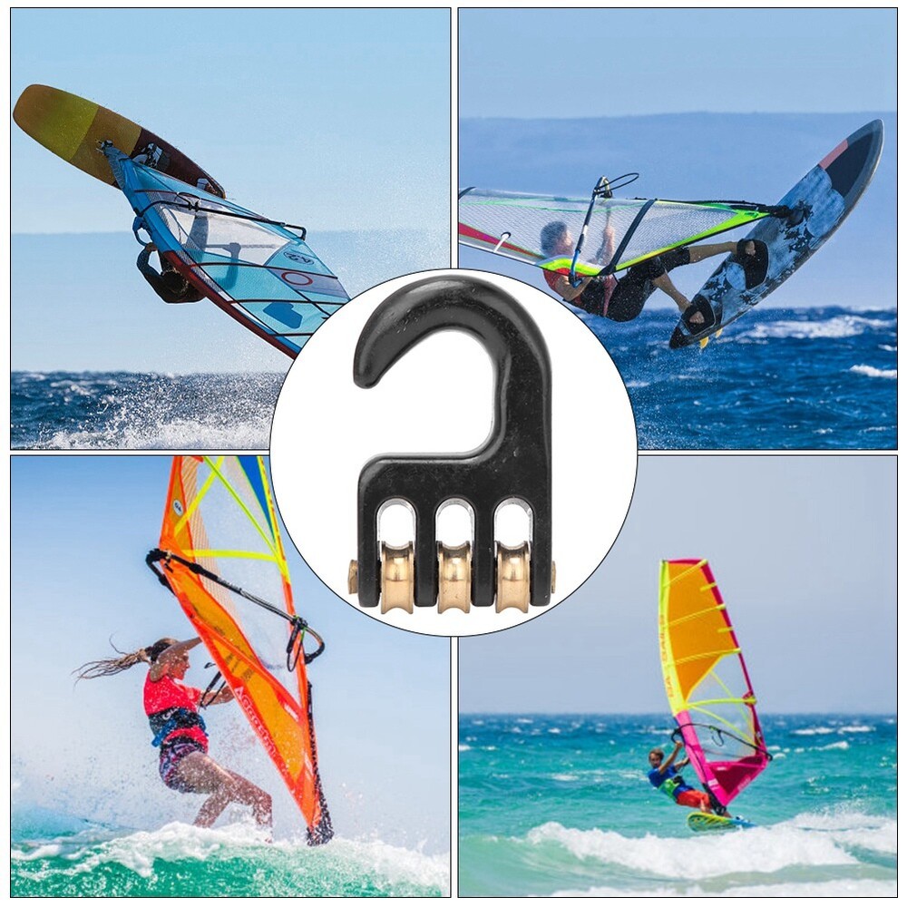 Aluminium Alloy Black Universal Windsurf Rigging Pulley Hook 3 Roll Wheel Wi