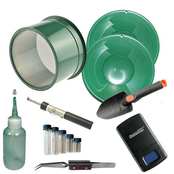 Green Mini Gold Classifier Screen & Gold Pan Panning Kit Two 10" Pans & Scale