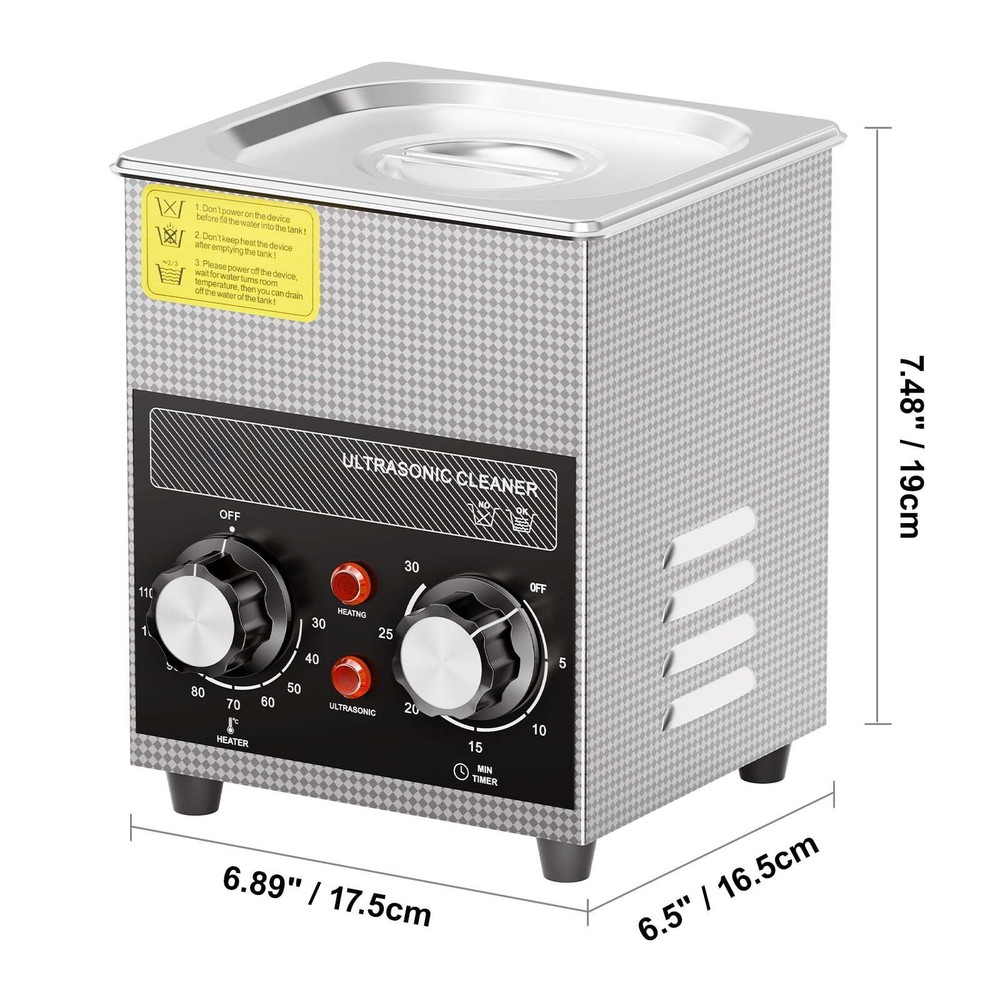 2L Ultrasonic Cleaning Device with Heating Function Timer & Basket 60W Cleaning