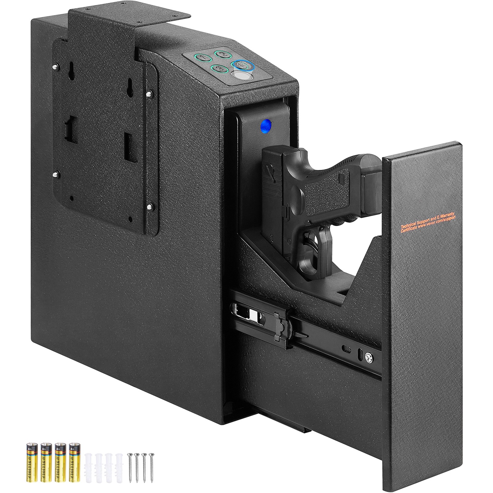 Uimoso Mounted Gun Safe for Pistols Biometric Gun Safe 3 Access Ways 1 Pistol
