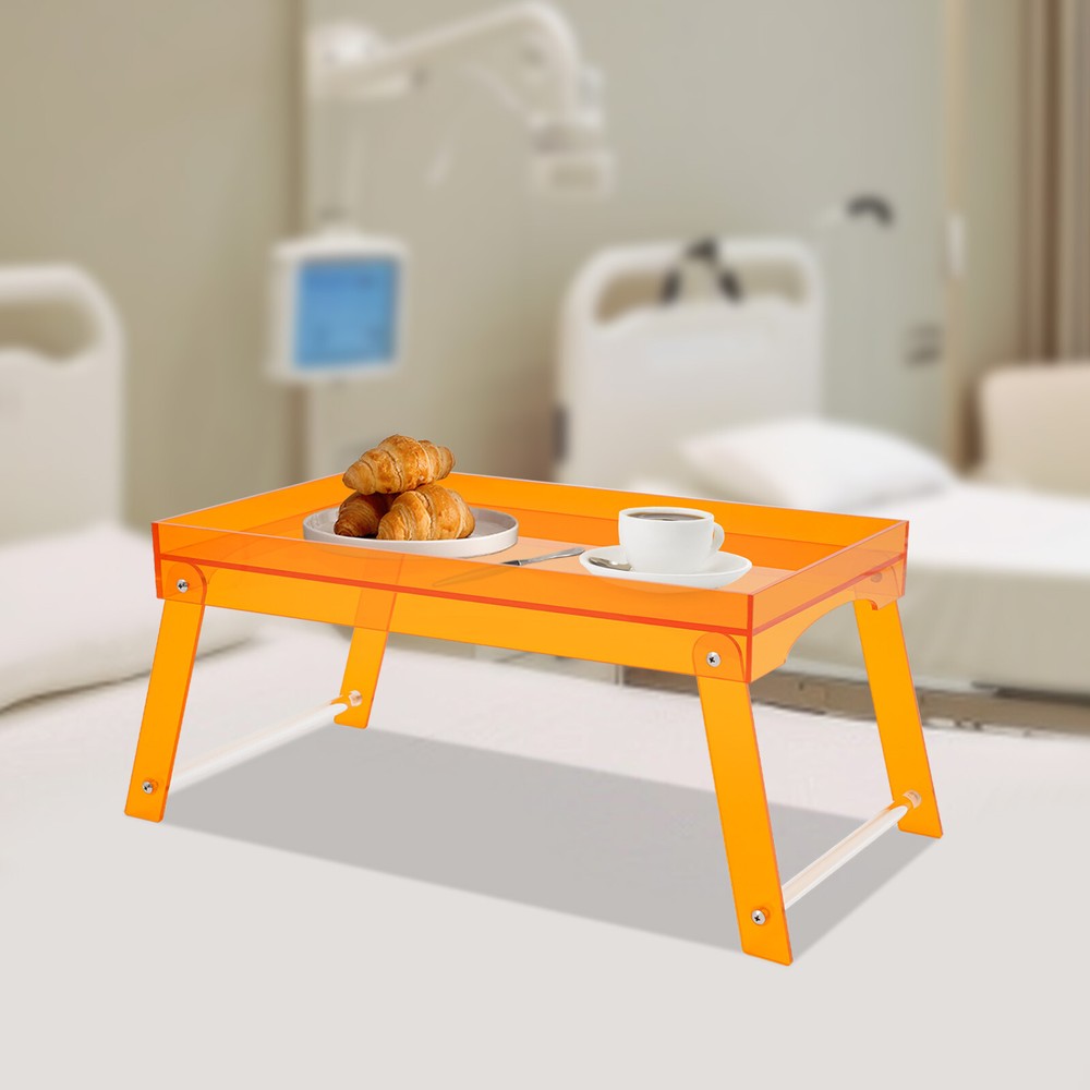 Orange Acrylic Bed Tray Table Foldable Lap Desk for Laptop Breakfast in BedCouch