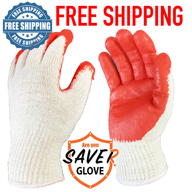 300 pairs of SAVER Red Work Gloves HEAVY DUTY Palm coated Multi Purpose Gloves
