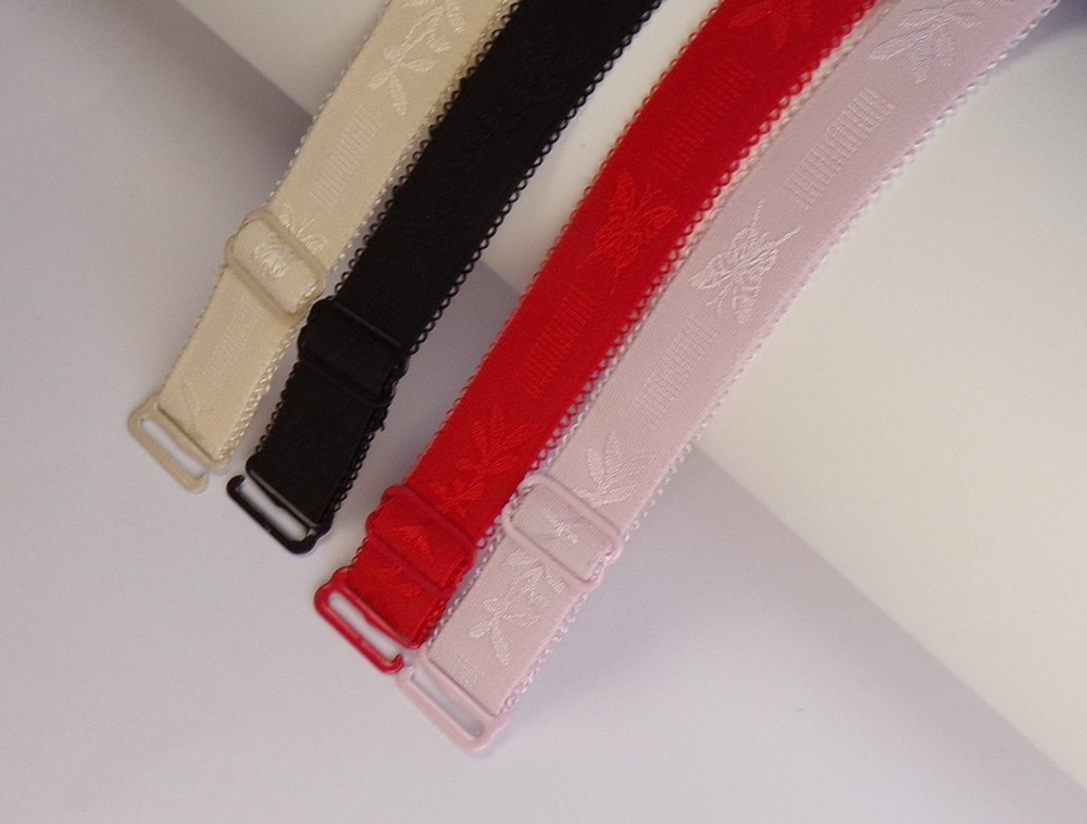 Red Adjustable Bra Straps Replacement Lingerie Shoulder Straps Floral Pattern