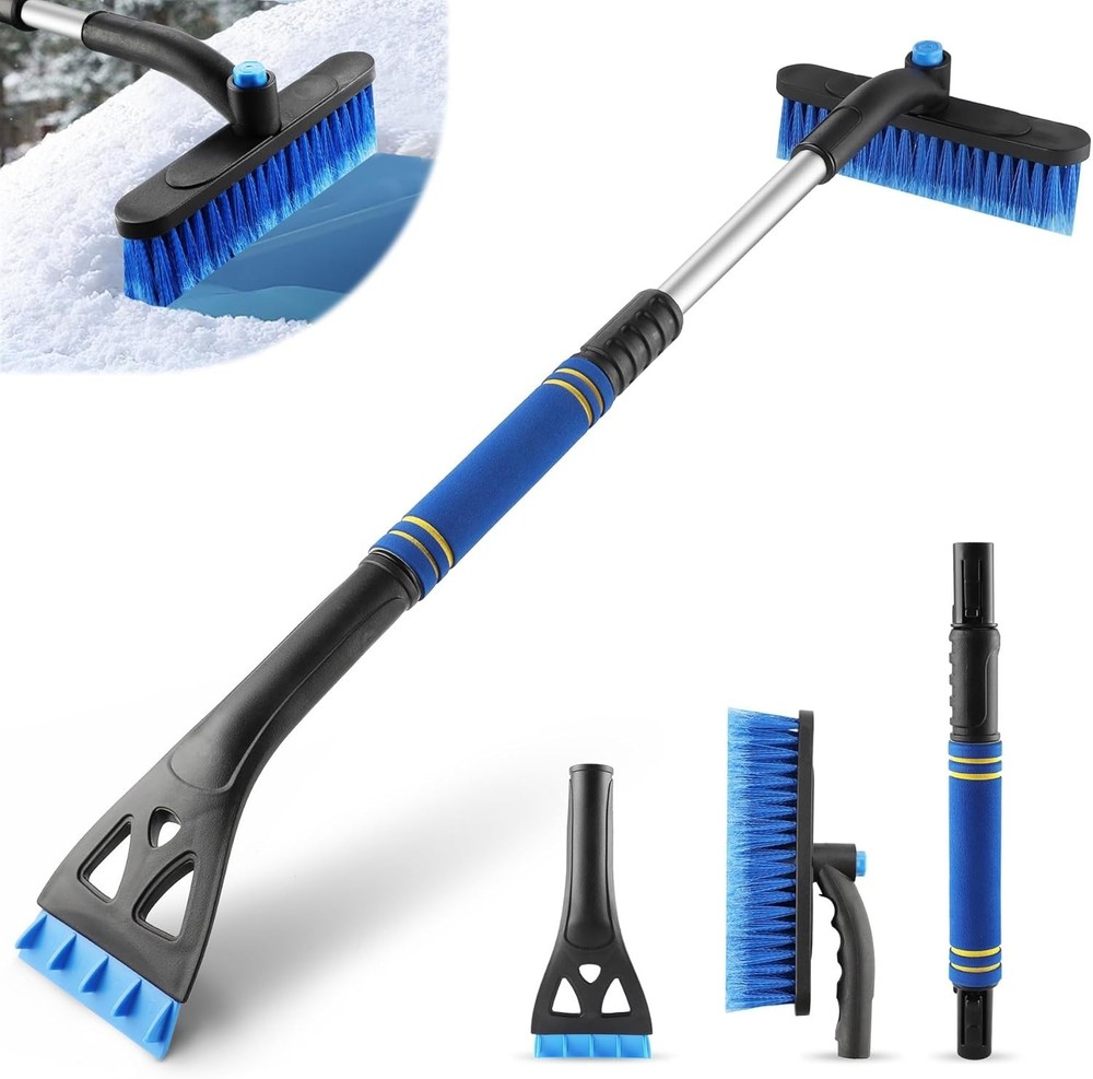 Extendable 32" Snow Brush & Ice Scraper for Car Windshields