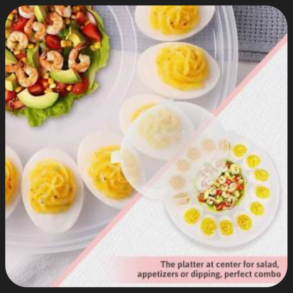 Shindel 3PCS Deviled Egg Platters, Deviled Egg Containers with Lid Portable
