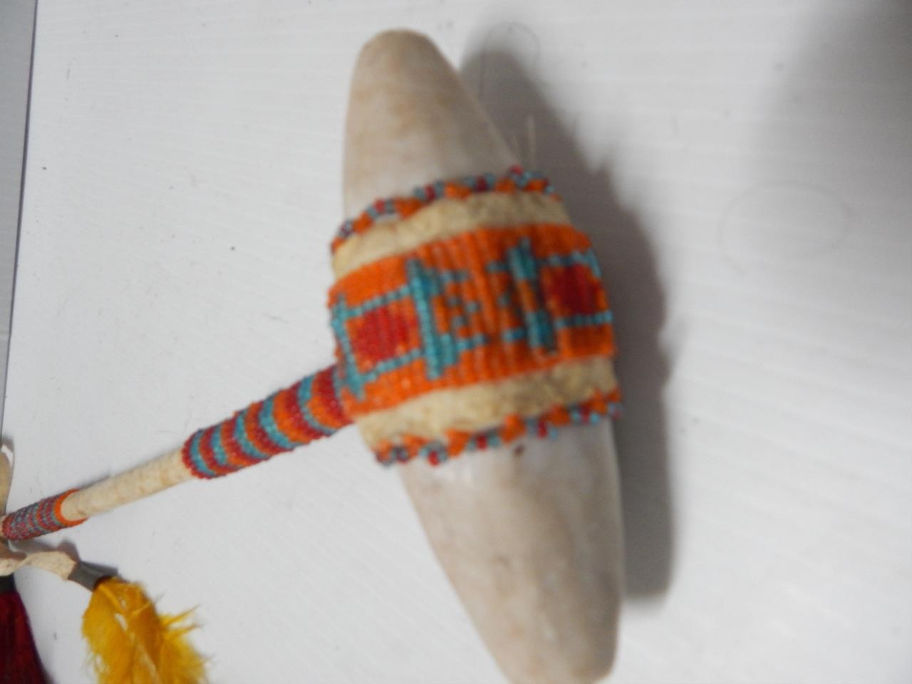 VINTAGE BEADED PLAINS INDIAN SOUTHERN CHEYENNE STONE WAR / DANCE CLUB -