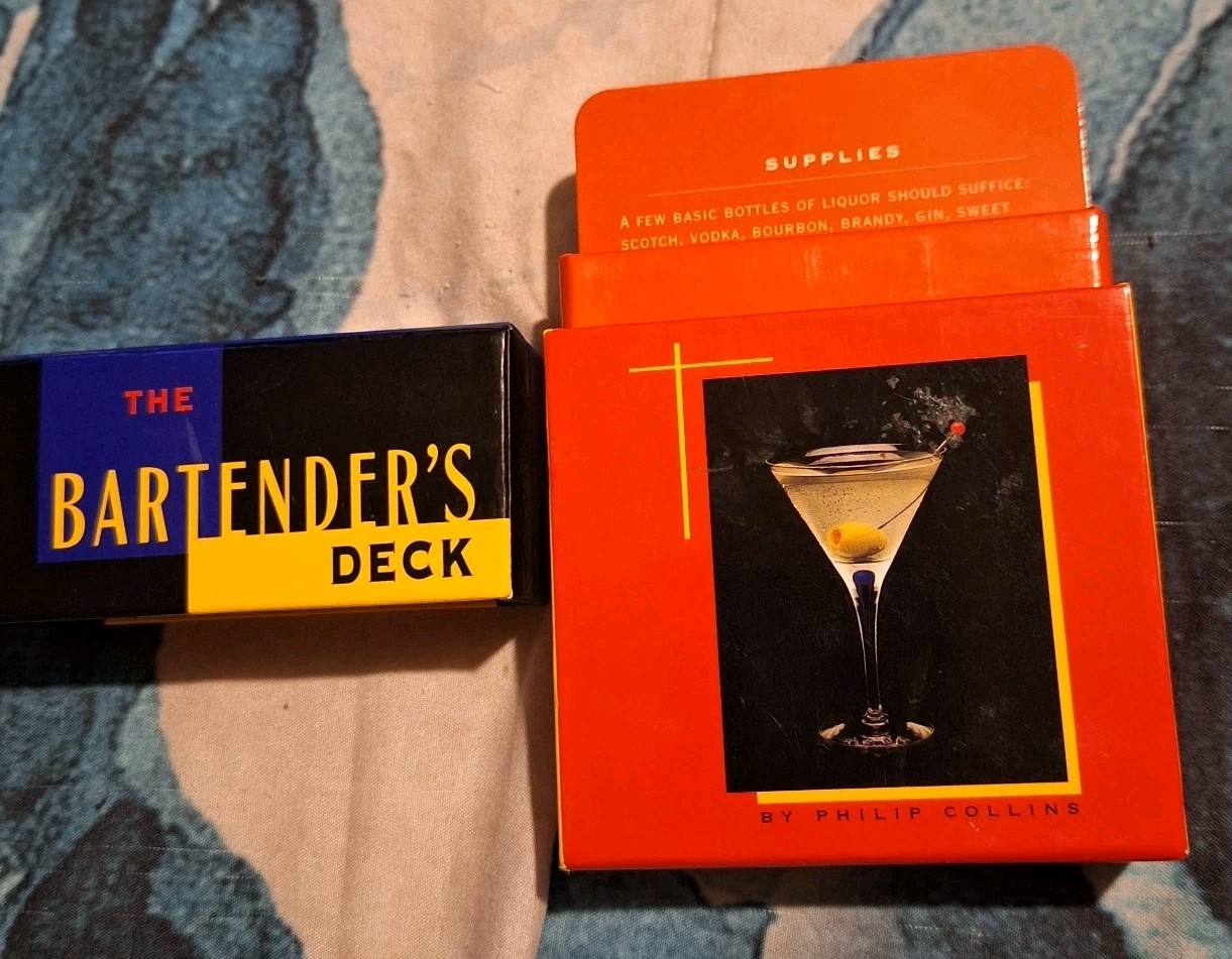 Vtg "THE BARTENDER'S DECK" Cocktail Guide Recipe Cards 50 in deck FREE SHIPPING