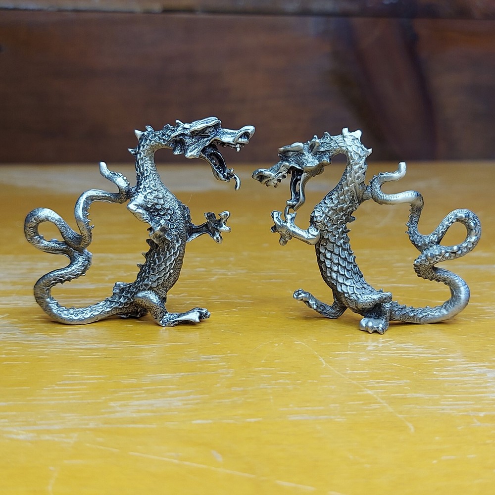 2 Metal Dragon Figures Unmarked