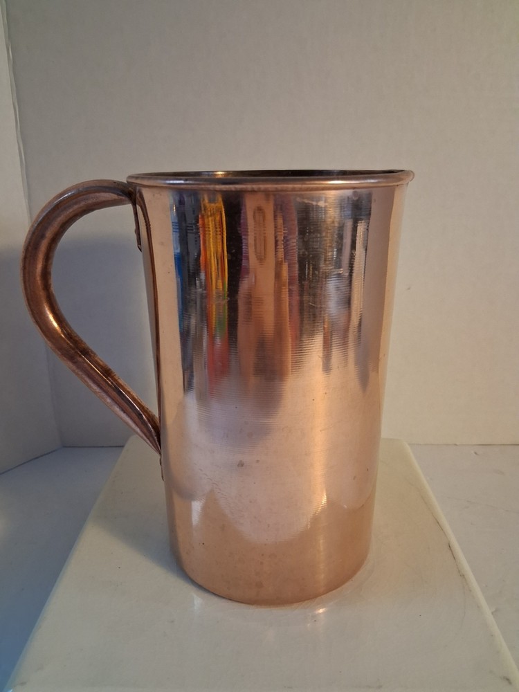 Copper Water Pitcher/Floral Vase; Pretty! EUC!