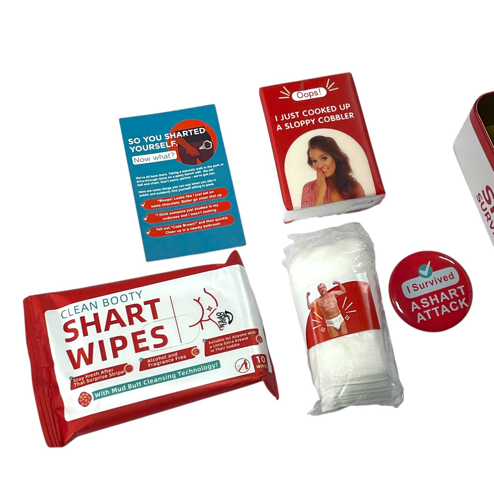 Shart Survival Kit Gag Gift Emergency Kit Funny Bathroom Novelty Gift Tin