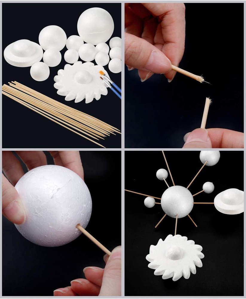 Solar System Model Foam Kit Includes 14PCS Mixed Sized Polystyrene Spheres Ba...