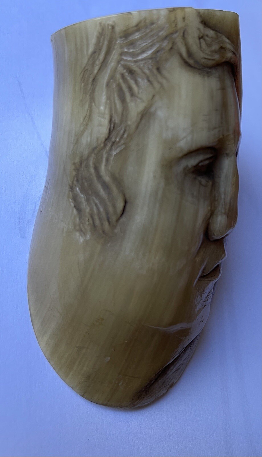 Antique WWI Carved Horn Head Military Soldiers Officers German Folk Trench Art