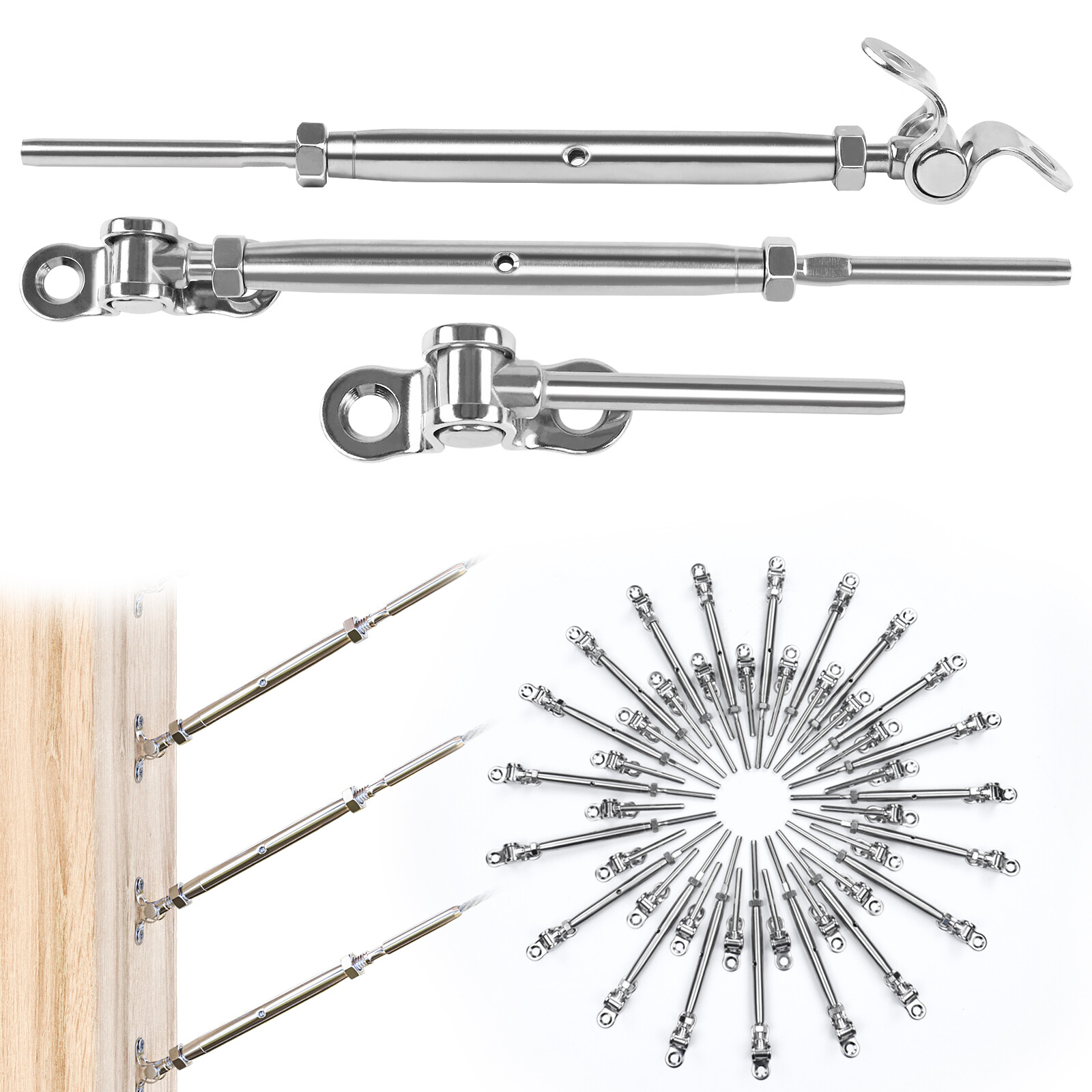 Muzata Cable Railing Kit 1/8" Swage Toggle Turnbuckle Hardware T316 CK07