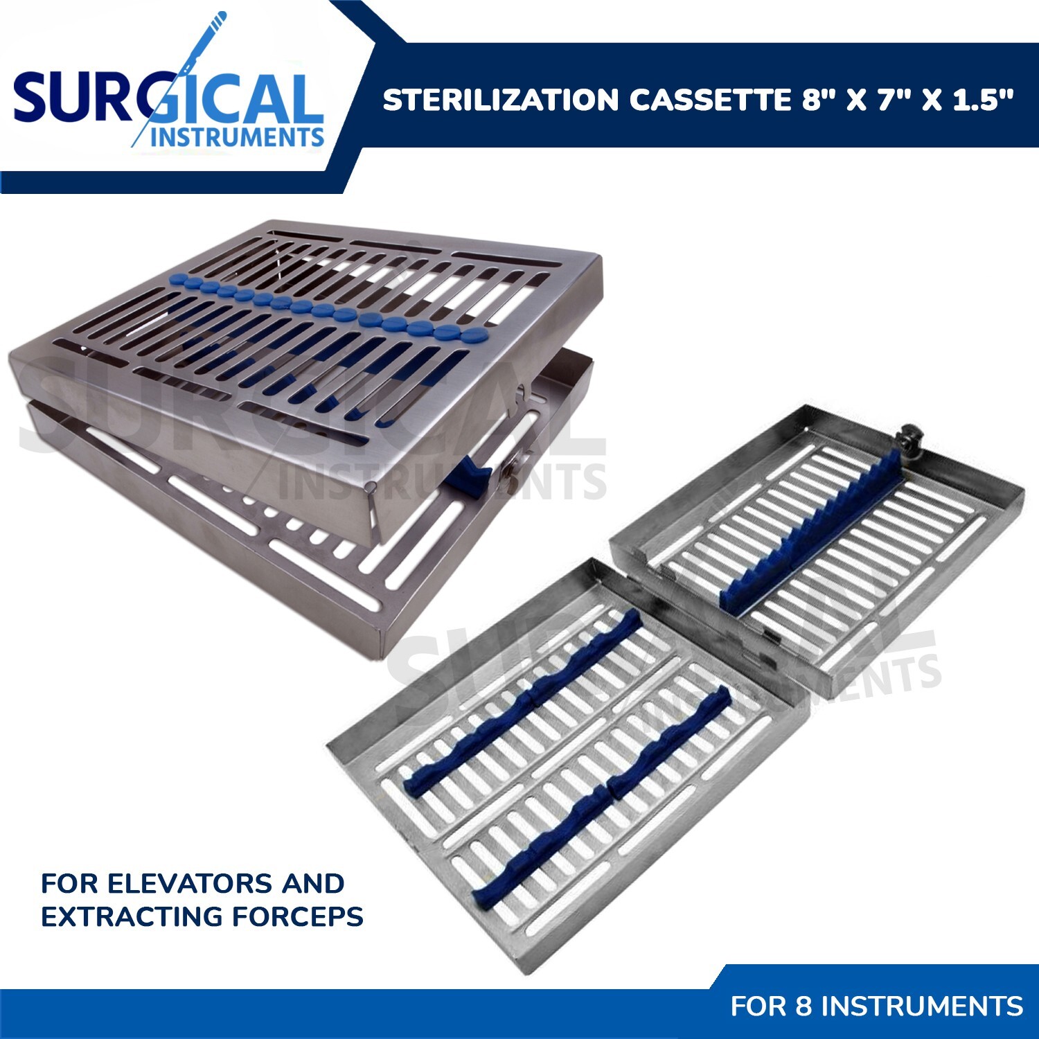 Dental Sterilization Cassette 8" X 7" X 1.5" W/Locking Clamp Surgical German Gr