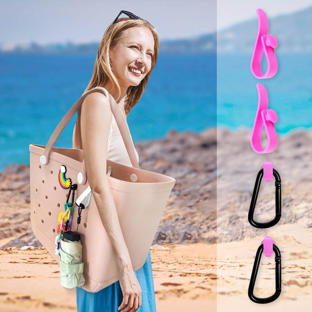4Pcs Hooks Set Accessories Compatible for Bogg Bag, Insert Small, Pink