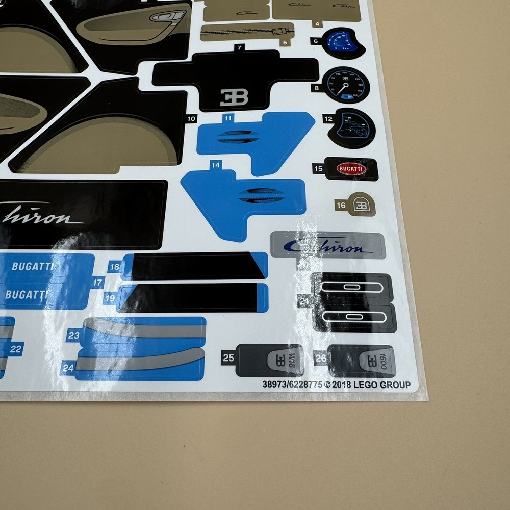 LEGO Technic Bugatti Chiron 42083 Sticker Sheet - New Never Used Authentic