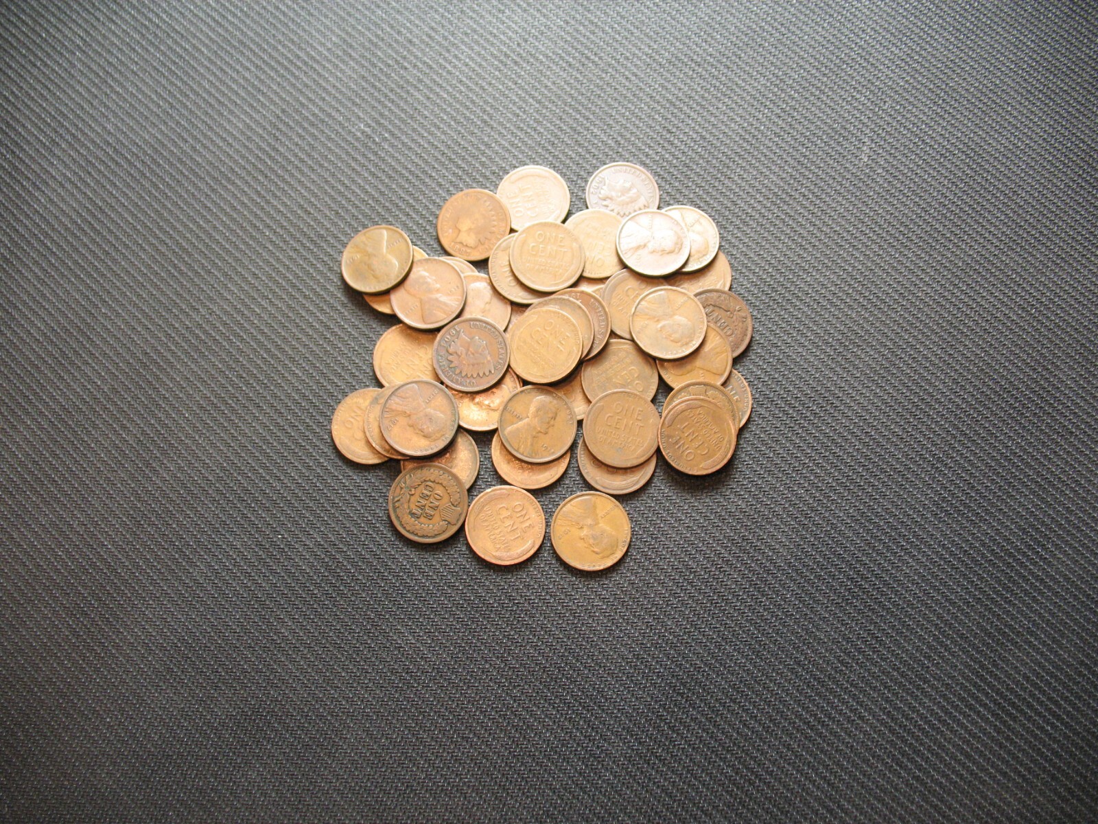 ONE SHOTGUN ROLL (50) INDIAN HEAD CENT & TEEN WHEAT PENNY 1858-1919 OLD COIN LOT