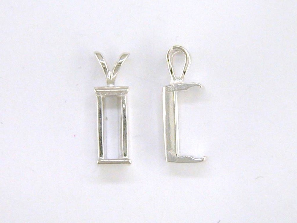 Deep Baguette Pendant Setting Sterling Silver