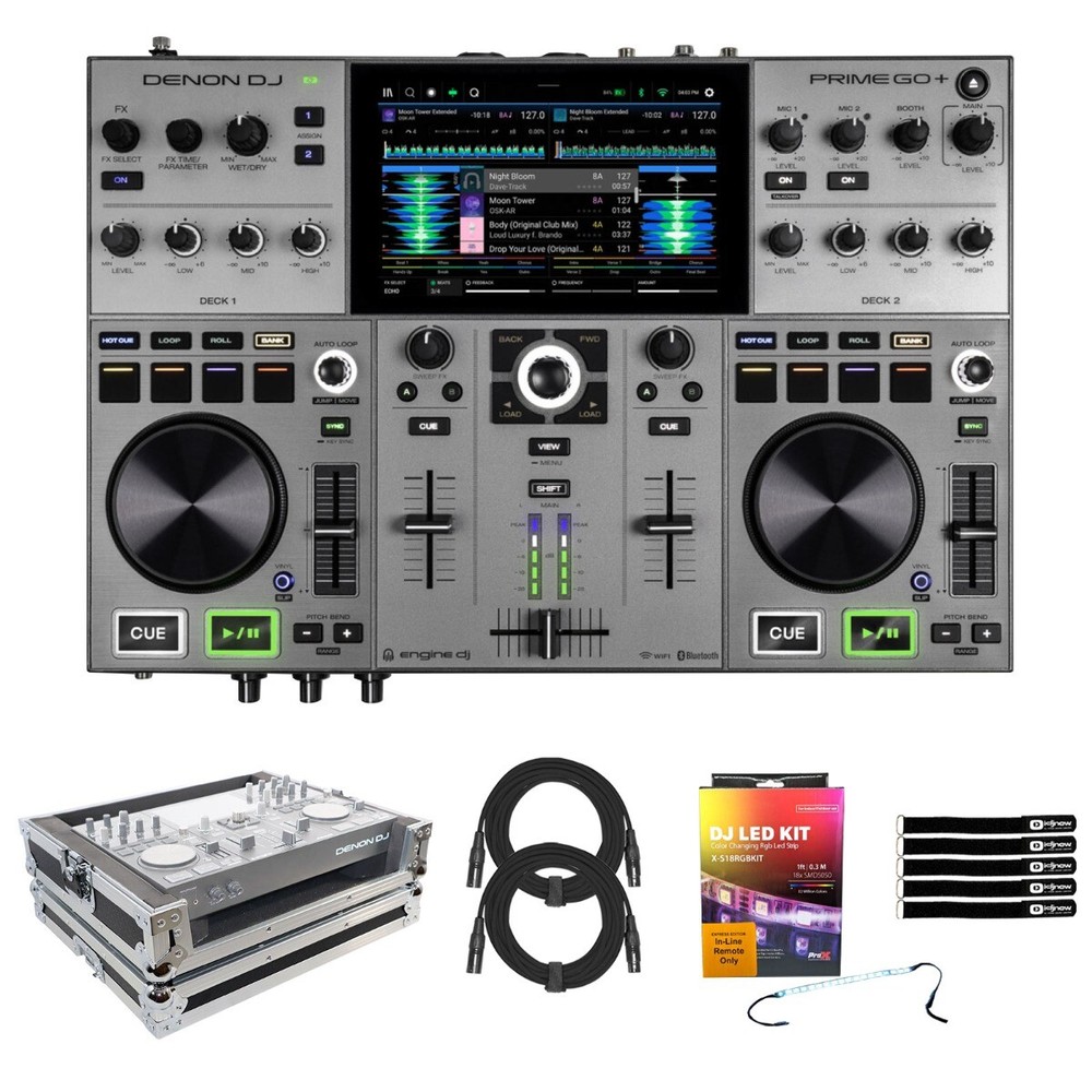 Denon PRIME GO+ Portable Battery Powered Standalone DJ Controller w Silver Case
