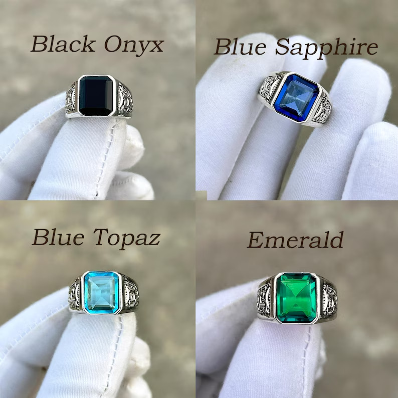 Rainbow Moonstone Ring Mens Solid 925 Silver Handmade Statement Ring